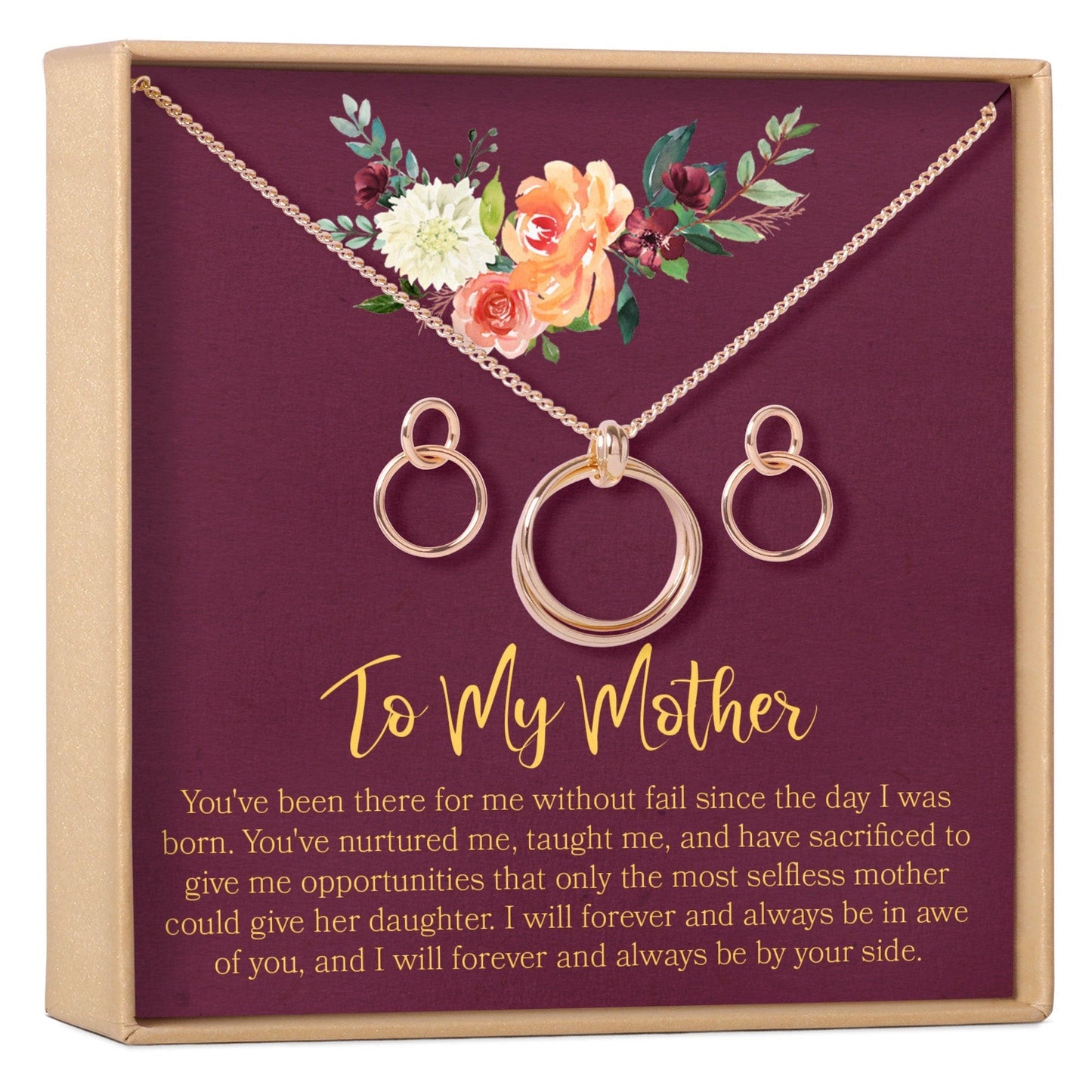 Mother Linked Circles Earring and Necklace Jewelry Set