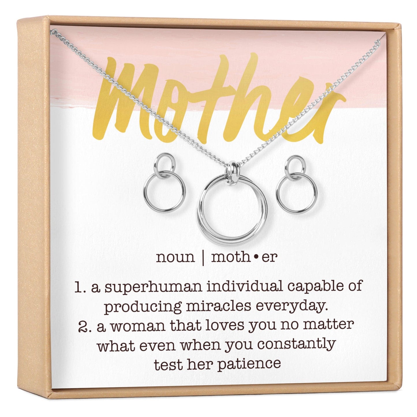 Mother Linked Circles Earring and Necklace Jewelry Set