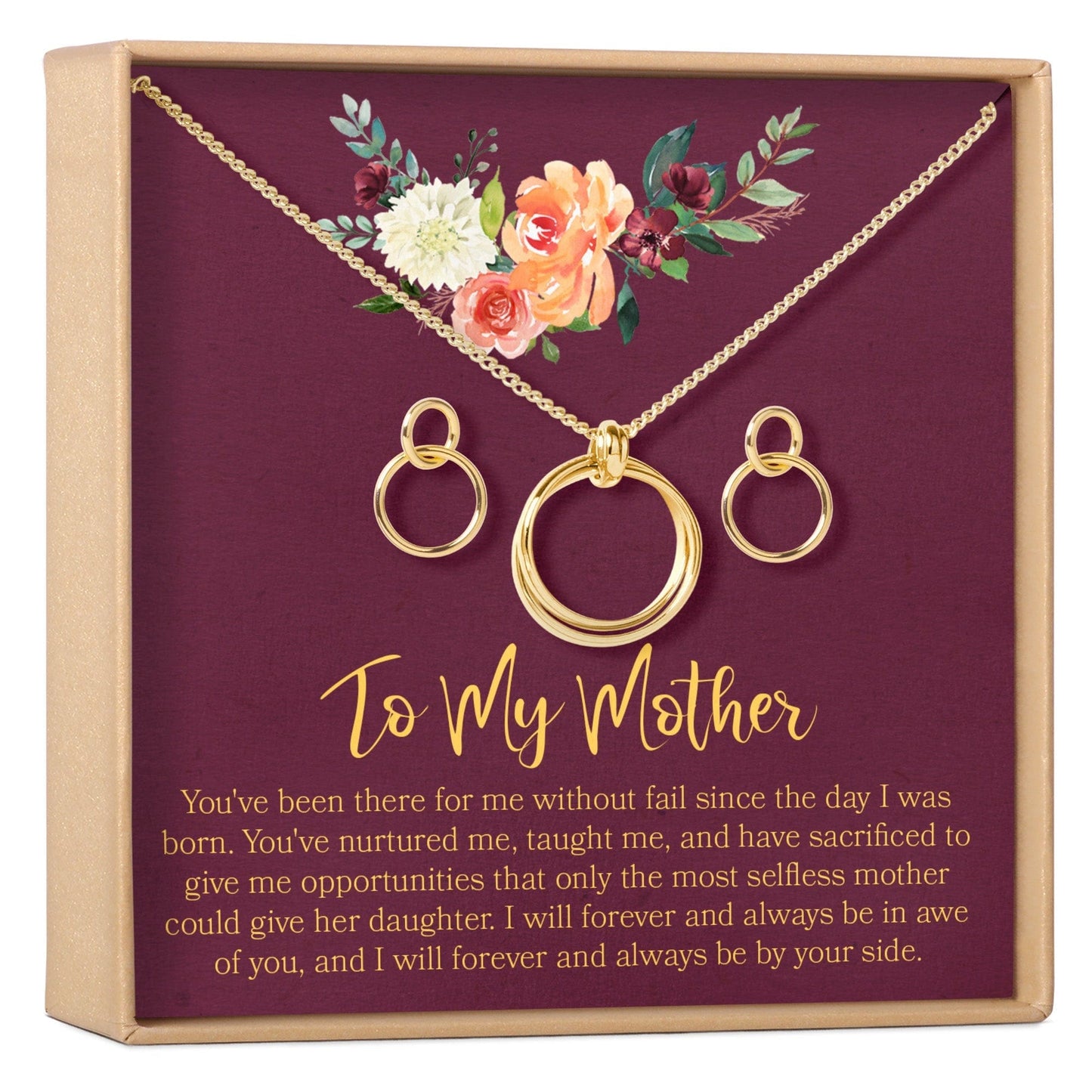 Mother Linked Circles Earring and Necklace Jewelry Set