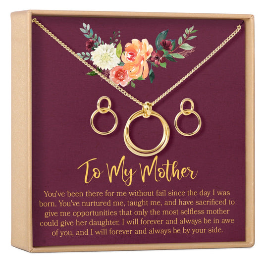 Mother Linked Circles Earring and Necklace Jewelry Set
