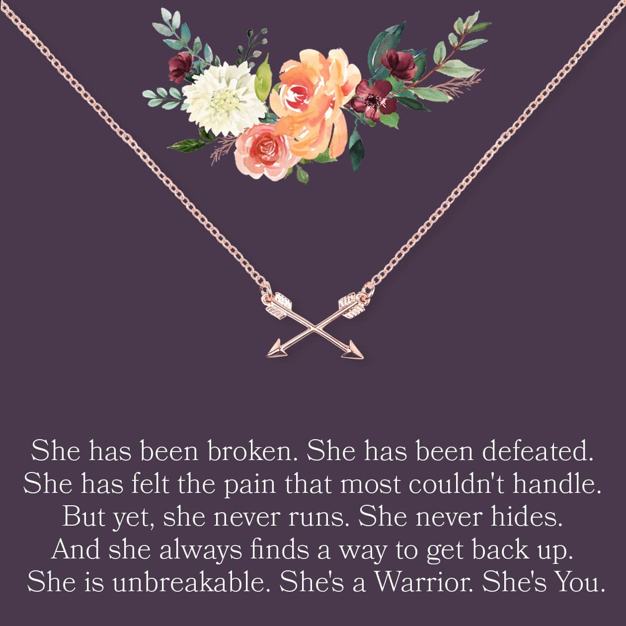 Motivational Double Intersecting Arrows Necklace