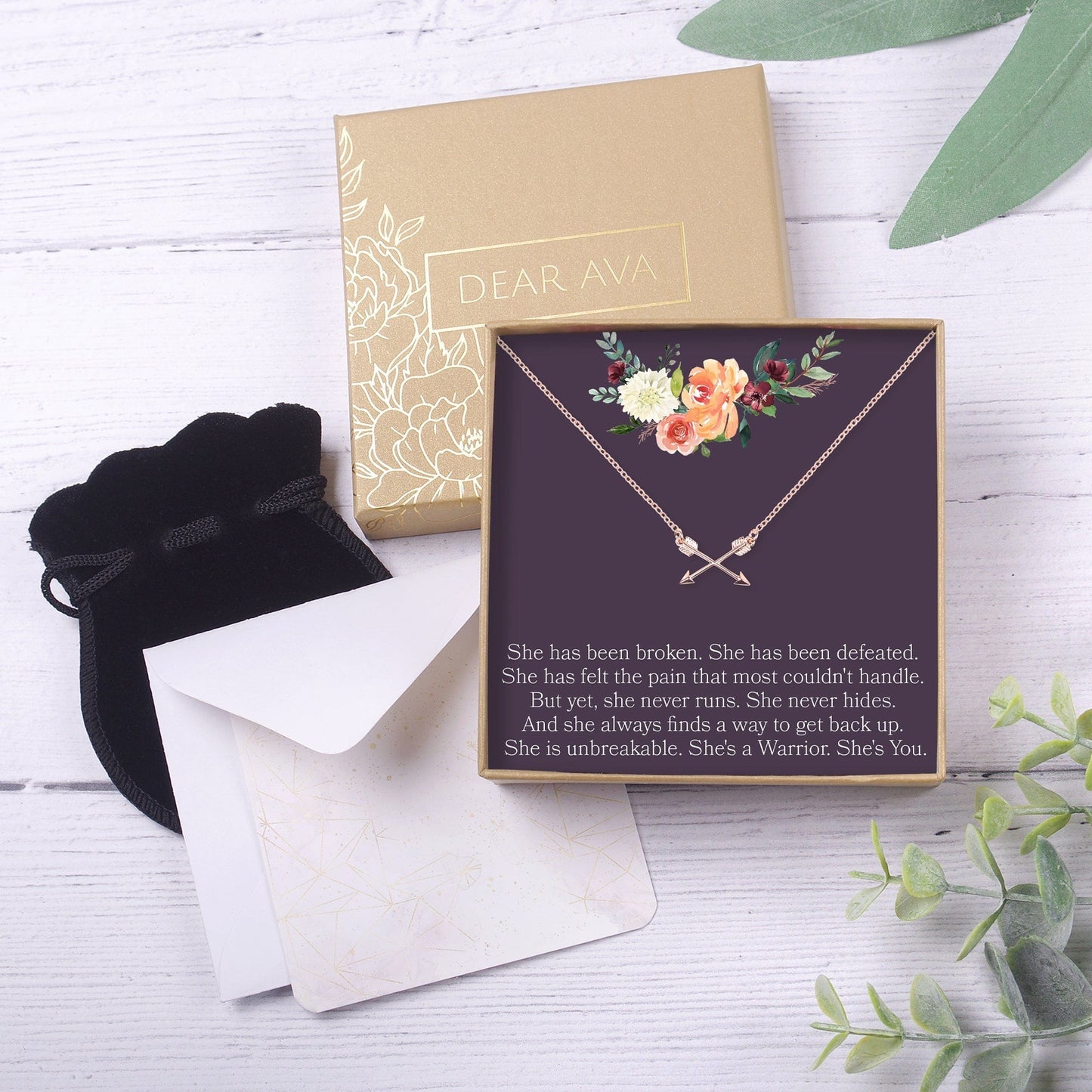 Motivational Double Intersecting Arrows Necklace
