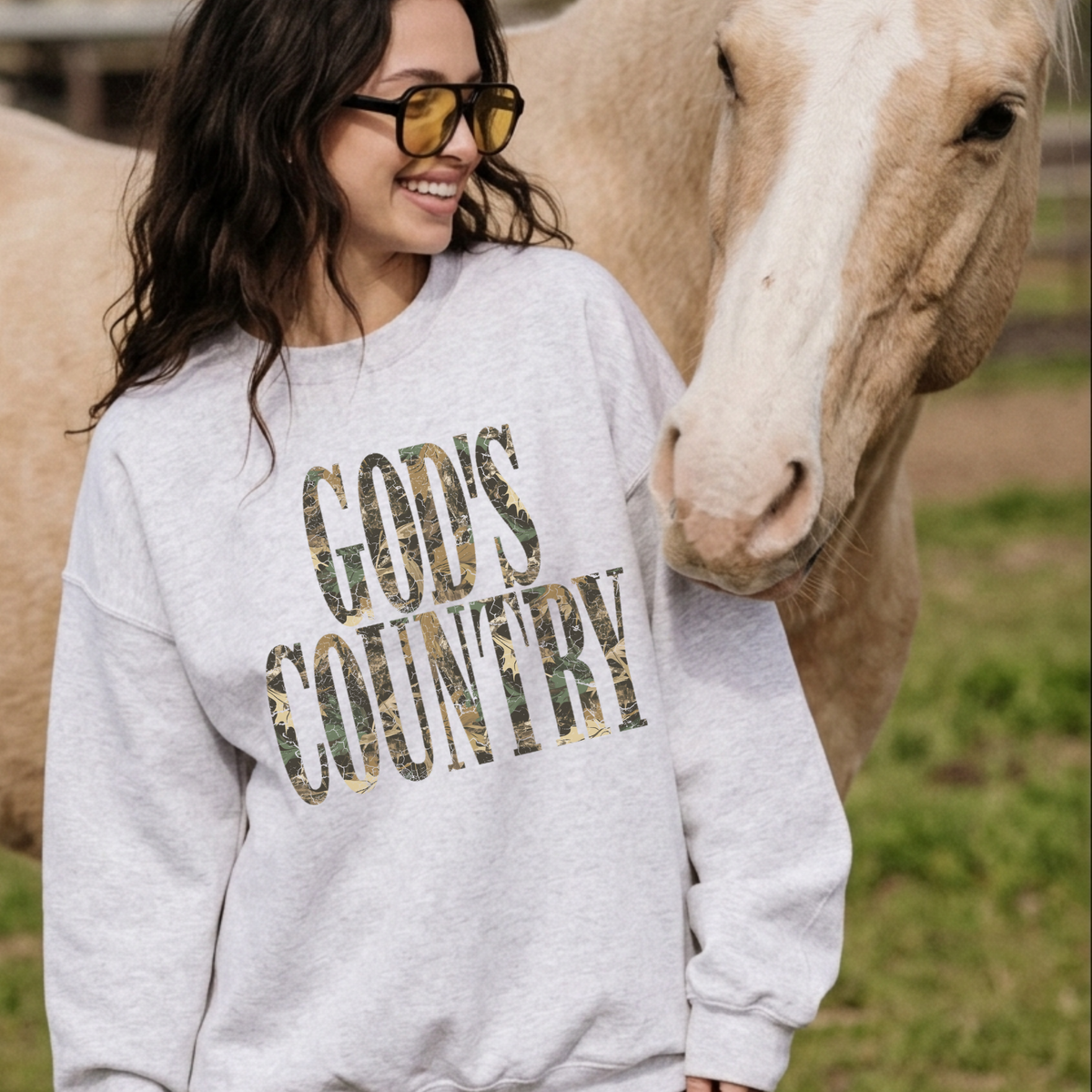 God’s Country Camo Crewneck Sweatshirt | Country Western Pullover
