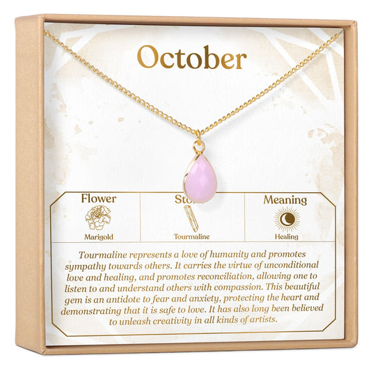 October Birthday Tourmaline Birthstone Necklace