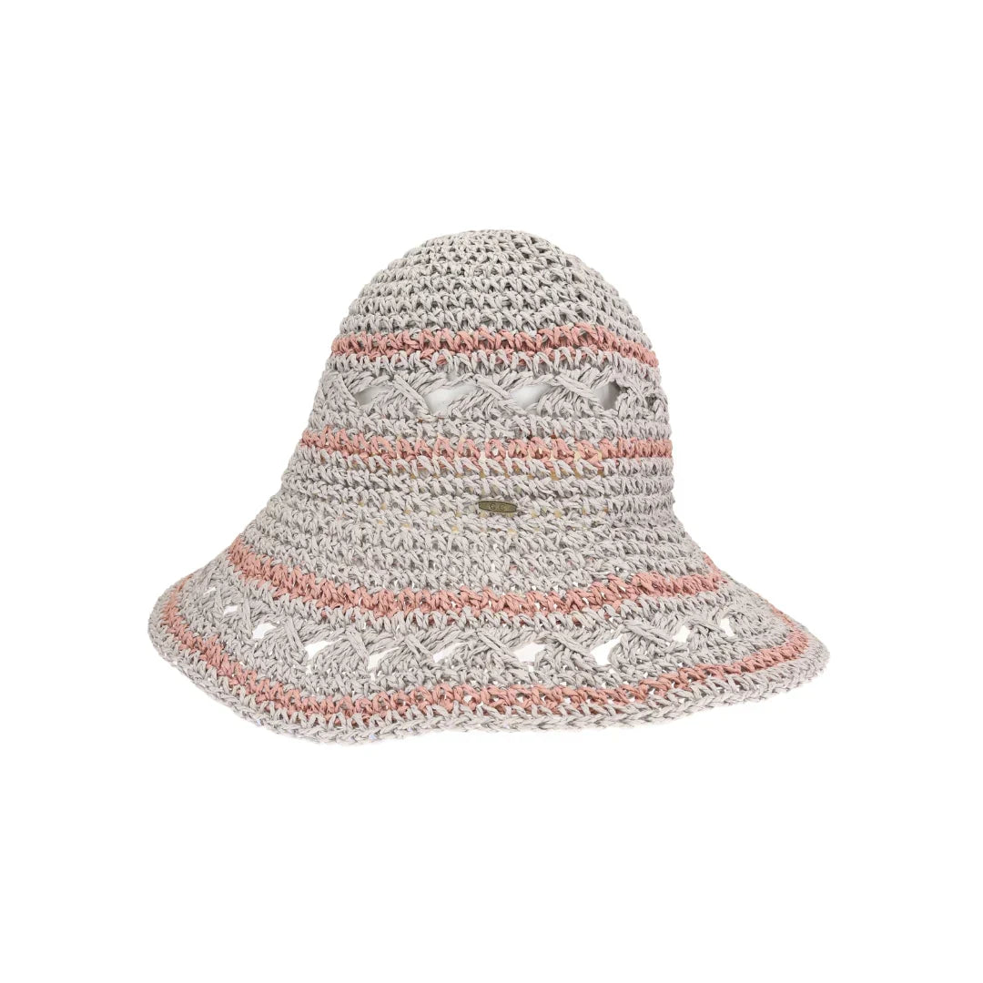 Open Weave Paper Straw Hand Crochet C.C Bucket Hat