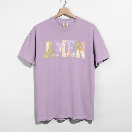 AMEN Faux Patchwork Graphic Tee