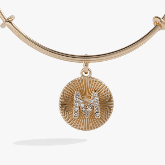 Initial M Pave Starburst Texture Bangle