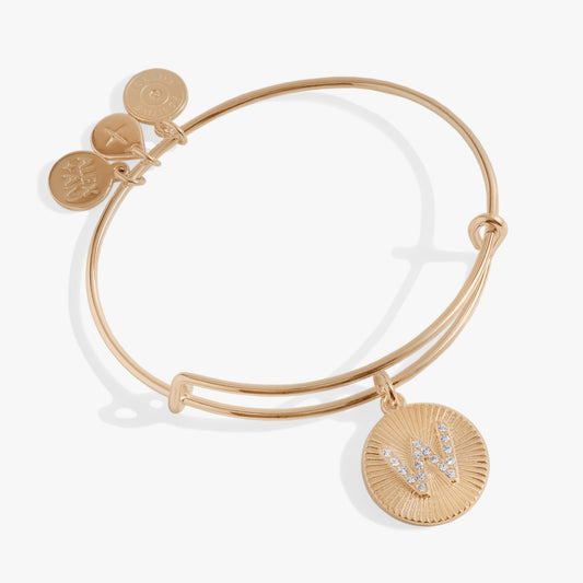 Initial W Pave Starburst Texture Bangle