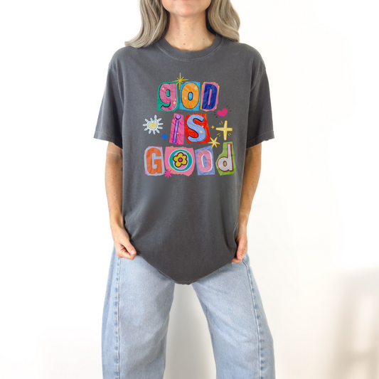 God Is Good Colorful Graphic Tee | Faith-Inspired Christian T-Shirt