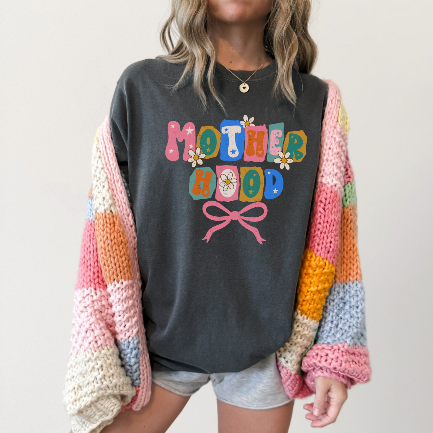 Motherhood Retro Floral Bow Graphic Tee