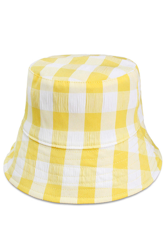 PLAID REVERSIBLE WIRED BRIM BUCKET HAT
