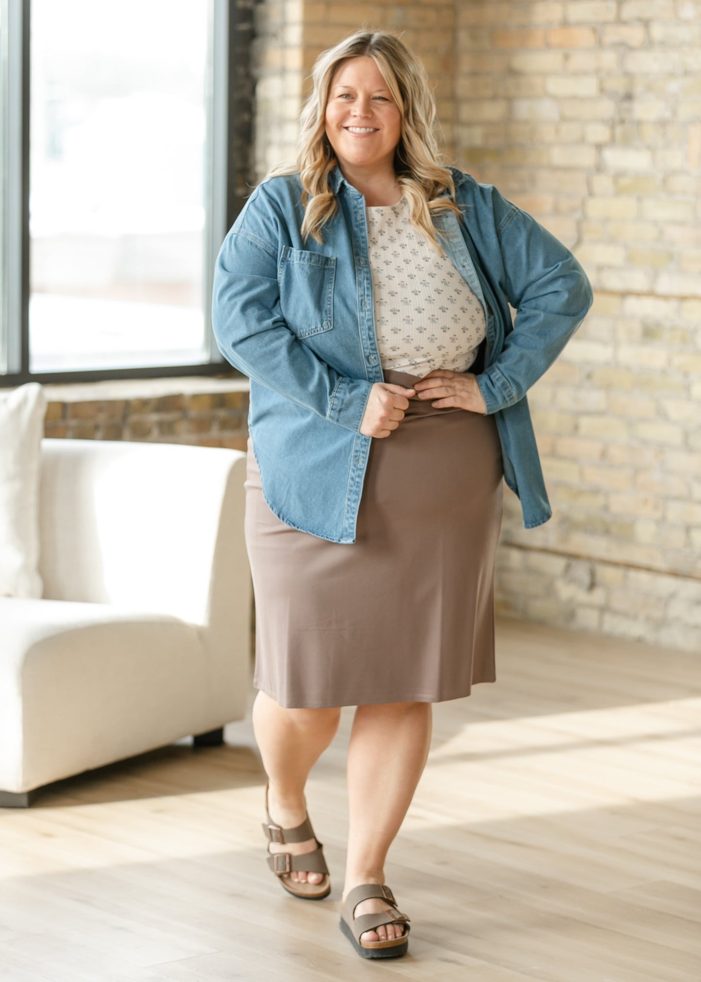 Quinn Deep Taupe Knit Midi Skirt Dress