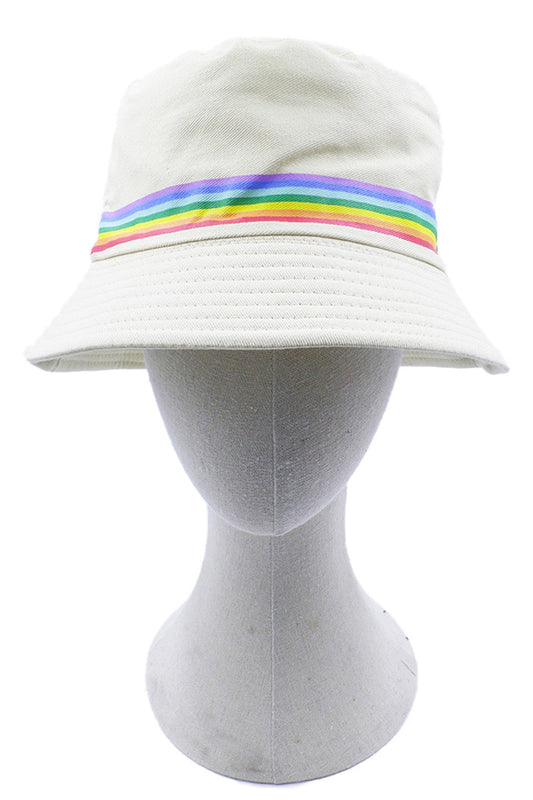 Rainbow Trim Solid Bucket Hat