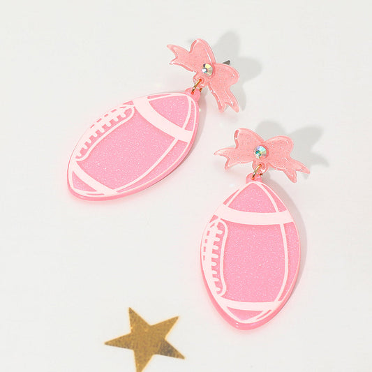 Resin Football Dangle Earrings