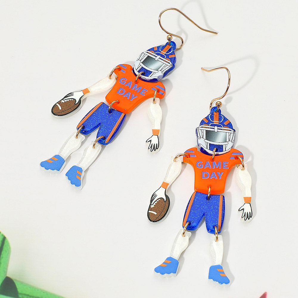 Resin GAME DAY Football Player Dangle Earrings