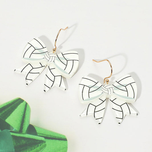 Resin Volleyball Bow Dangle Earrings