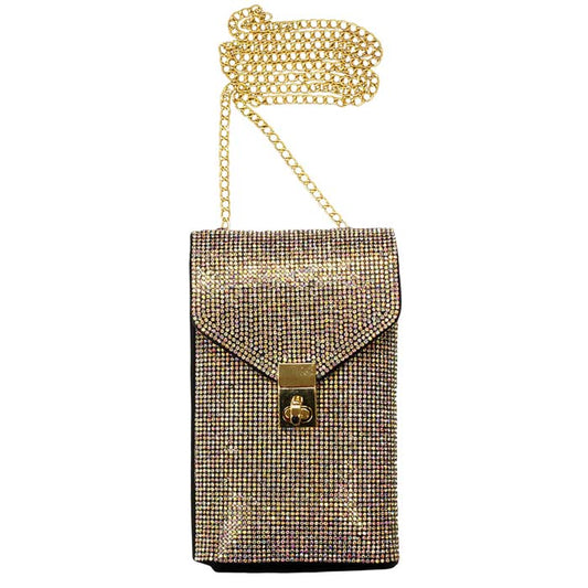 Women's Rhinestone Embellished Chain Crossbody Bag