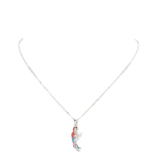 Rhinestone Embellished Parrot Pendant Charm Necklace