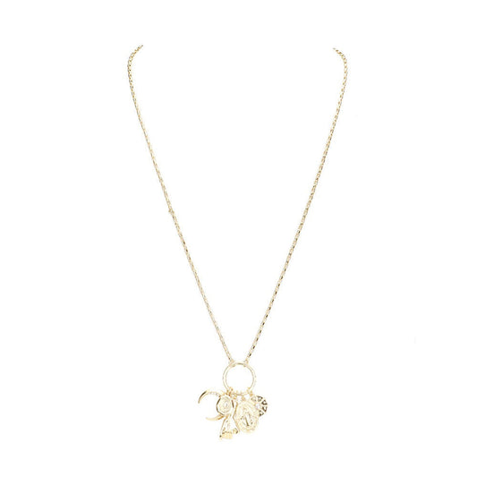 Rhinestone Moon Pinky Promise Virgin Mary Pendant Necklace