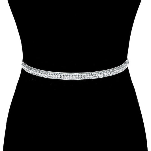 Rhinestone Sash Ribbon Bridal Wedding Belt Headband