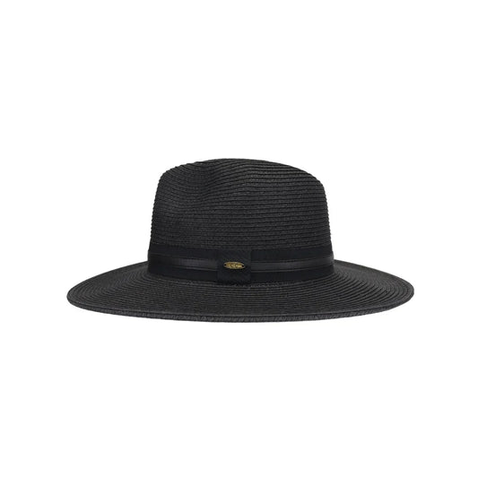 Ribbon and Leather Band C.C Panama Hat