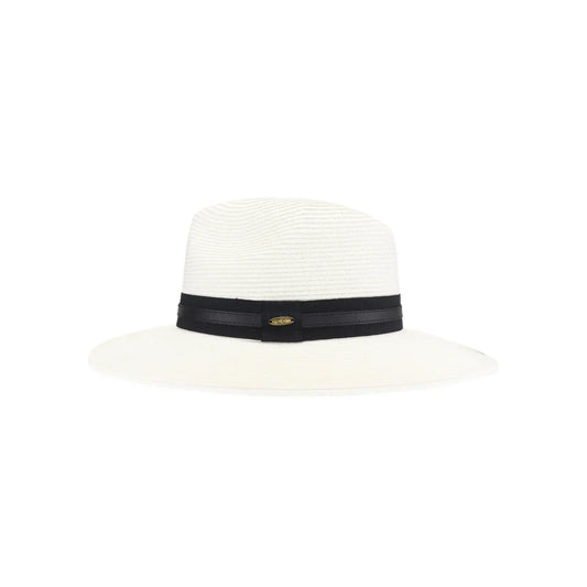Ribbon and Leather Band C.C Panama Hat