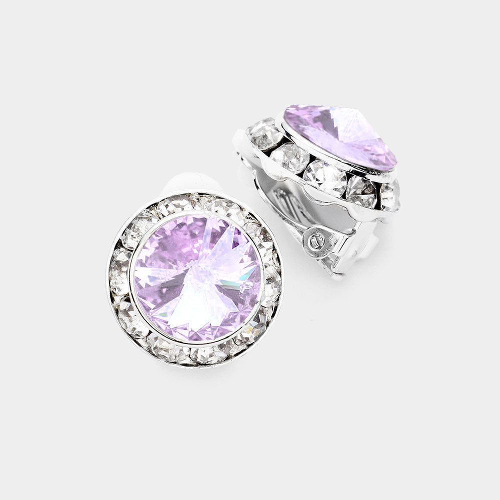 Rivoli Cut Genuine Crystal Clip on Earrings