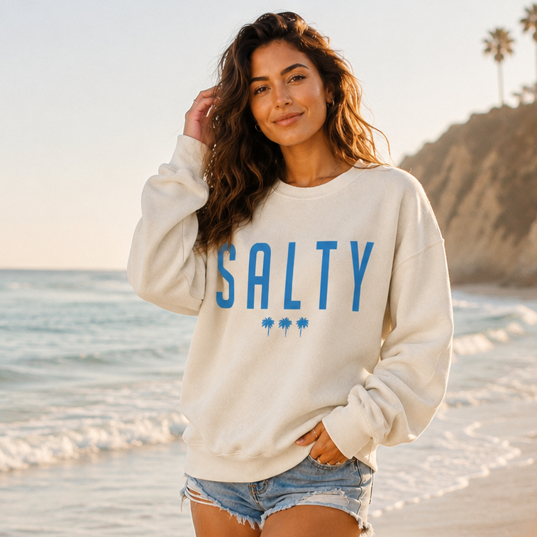Salty Mineral Wash Sweatshirt - White