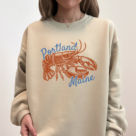 Portland Maine Lobster Crewneck Sweatshirt | Coastal Graphic Pullover
