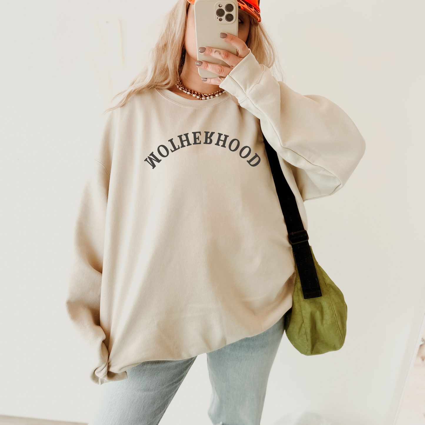 Motherhood Crewneck Sweatshirt | Neutral Mom Life Pullover