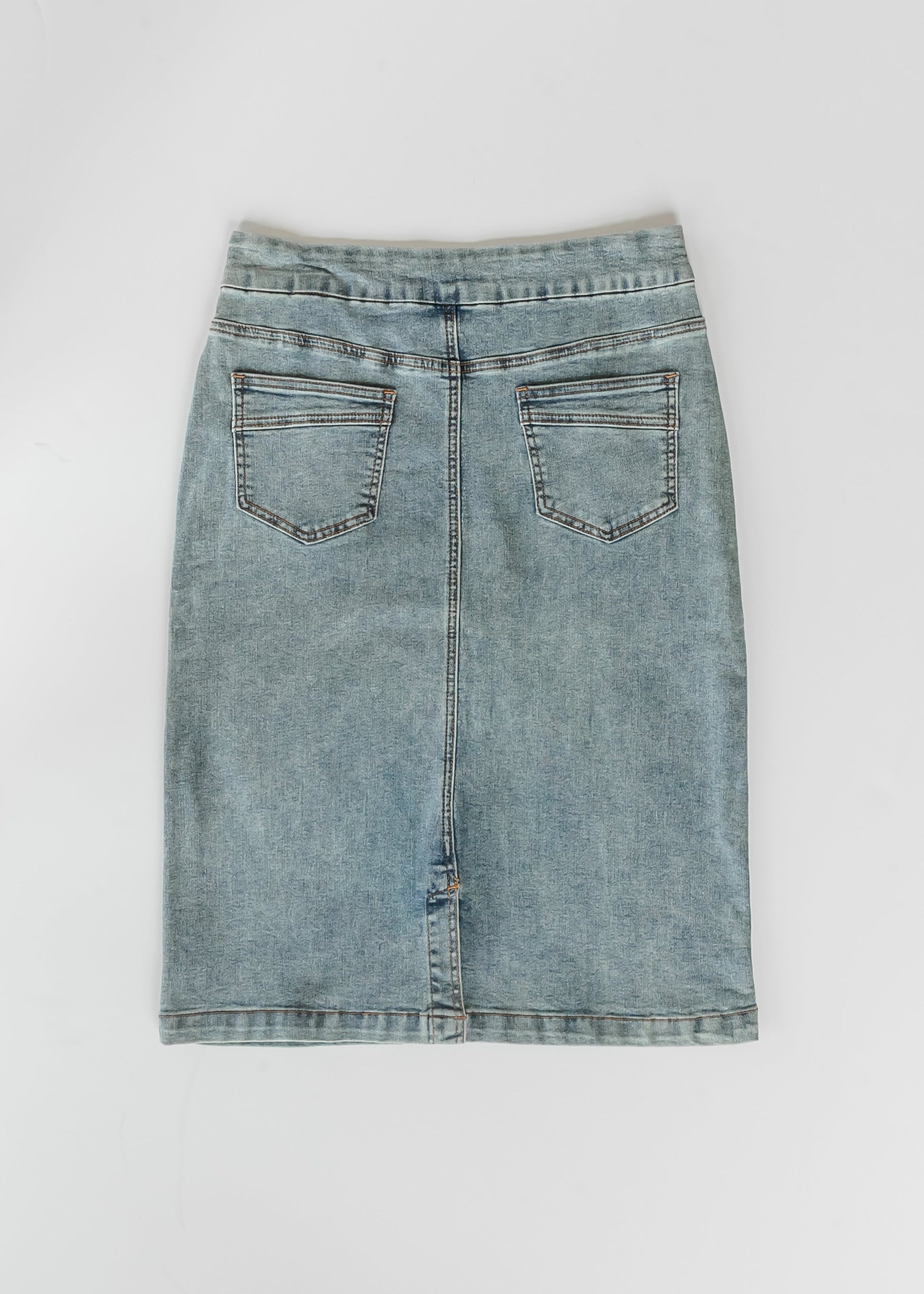 Sandra Classic Wash Midi Denim Skirt Dress