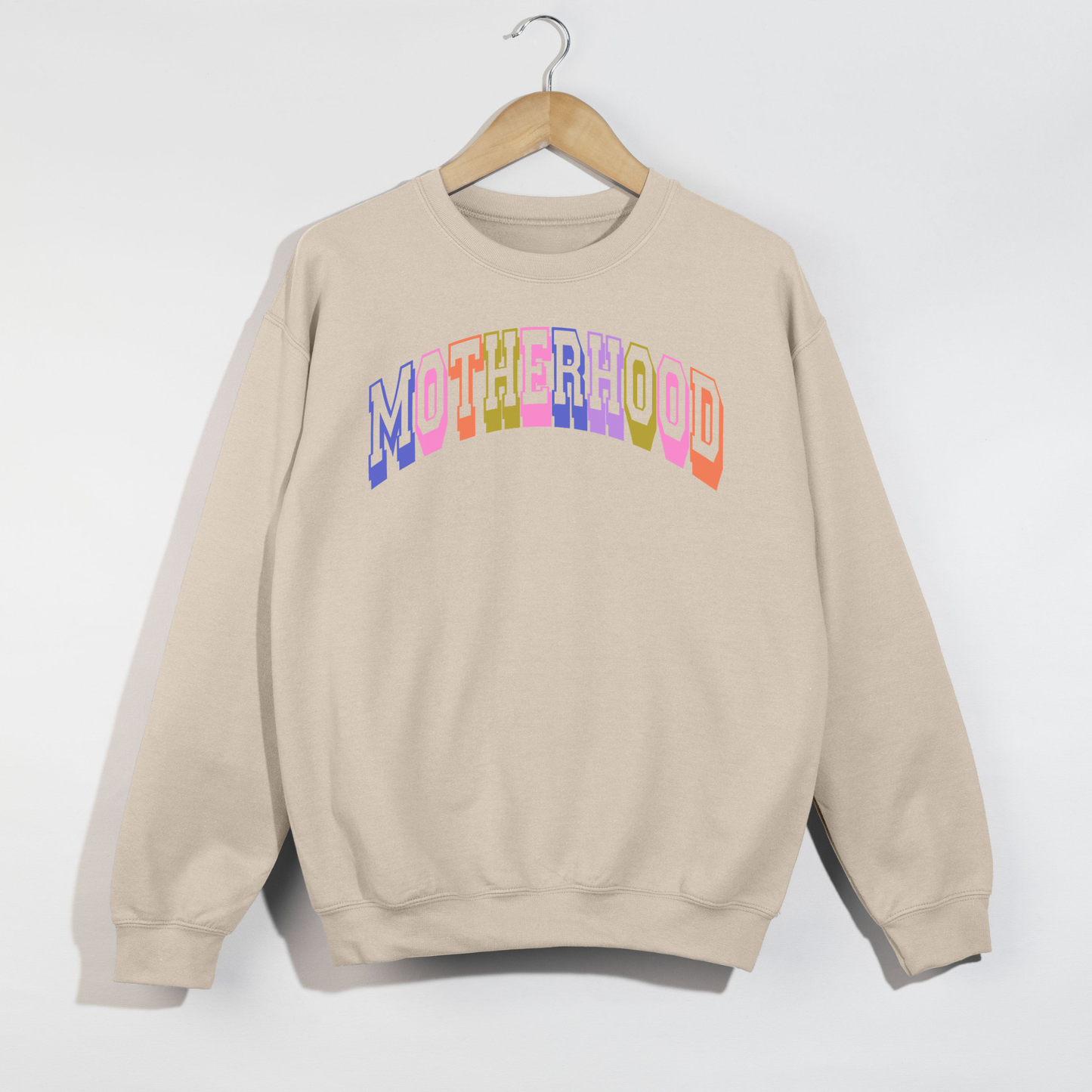 Retro Motherhood Sweatshirt | Colorful Collegiate Mom Crewneck