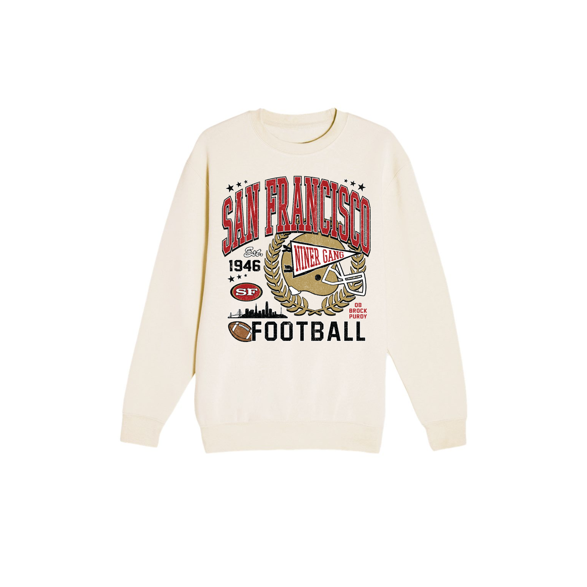 San Francisco Football Sweatshirt | Vintage Red & Gold Game Day Crewneck