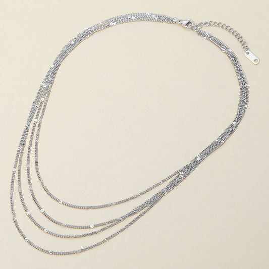 SECRET BOX_Stainless Steel Layered Chain Necklace