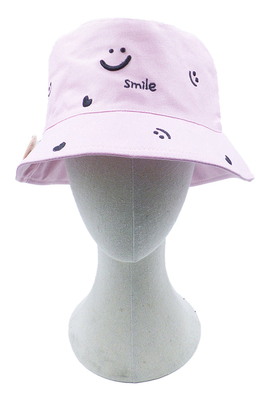Smile and Heart Pattern Bucket Hat