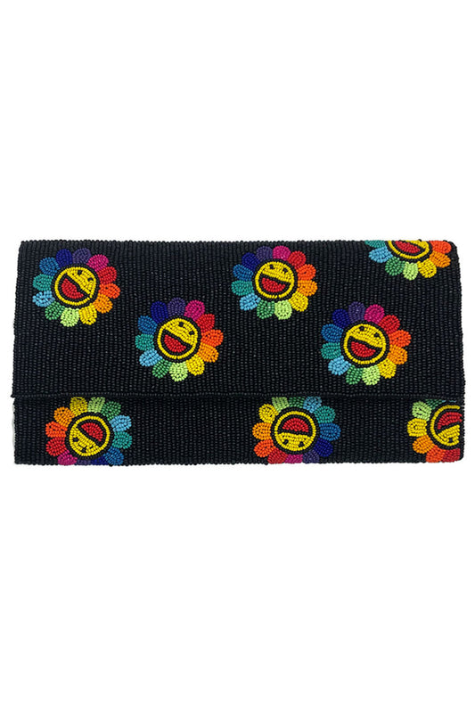 Smile Face Glass Beads Clutch