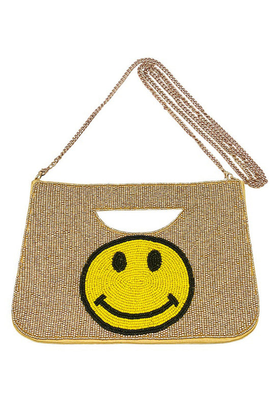 Smile Face Glass Beads Clutch
