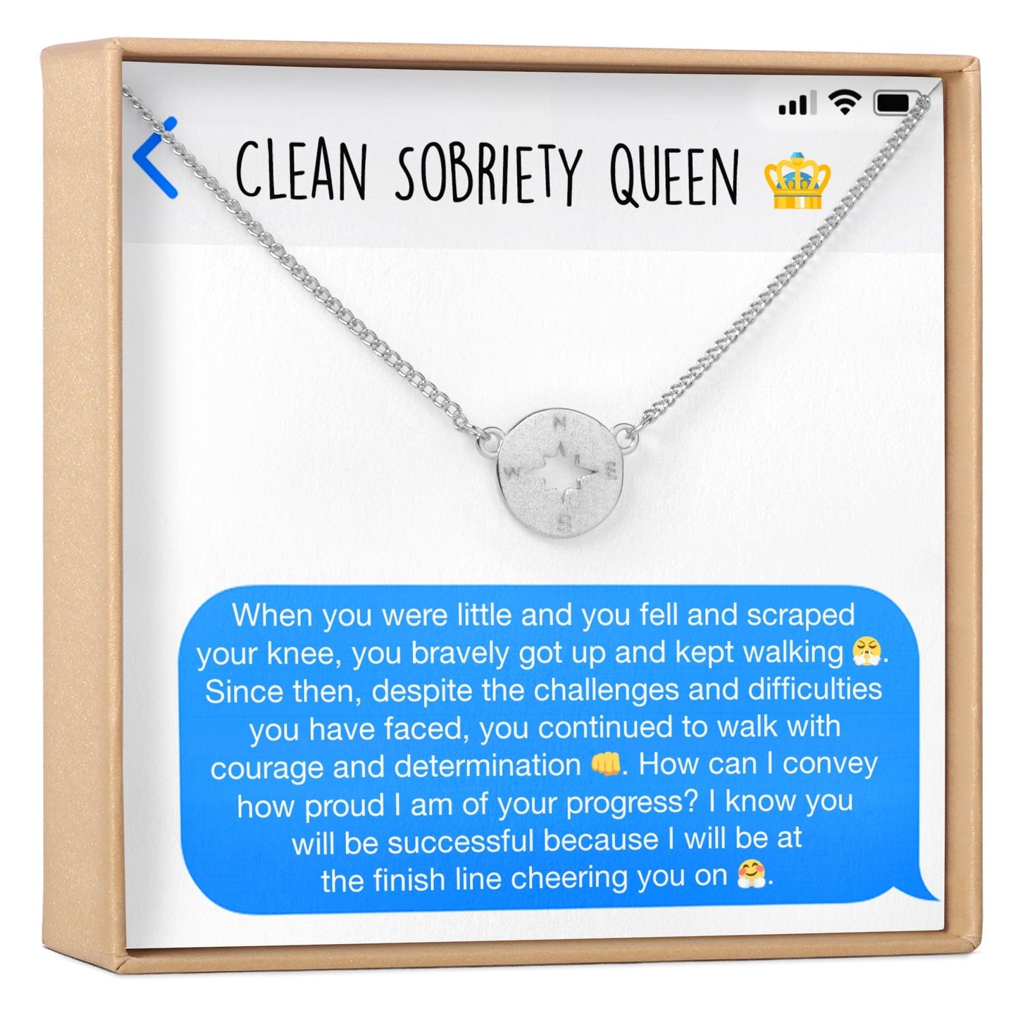 Sobriety Celebration  Compass Pendant Necklace