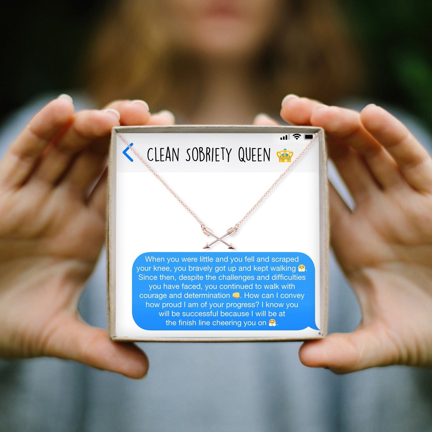 Sobriety Celebration Double Intersecting Arrows Necklace