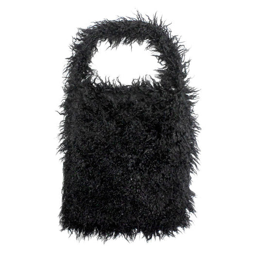 Solid Color Faux Fur Fringe Shoulder Bag