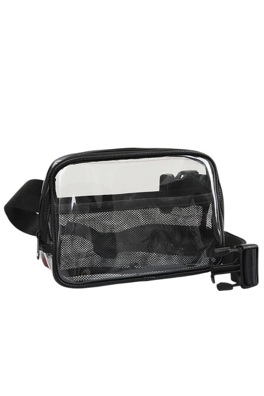 Solid Color Trim Clear Waist Crossbody Bag