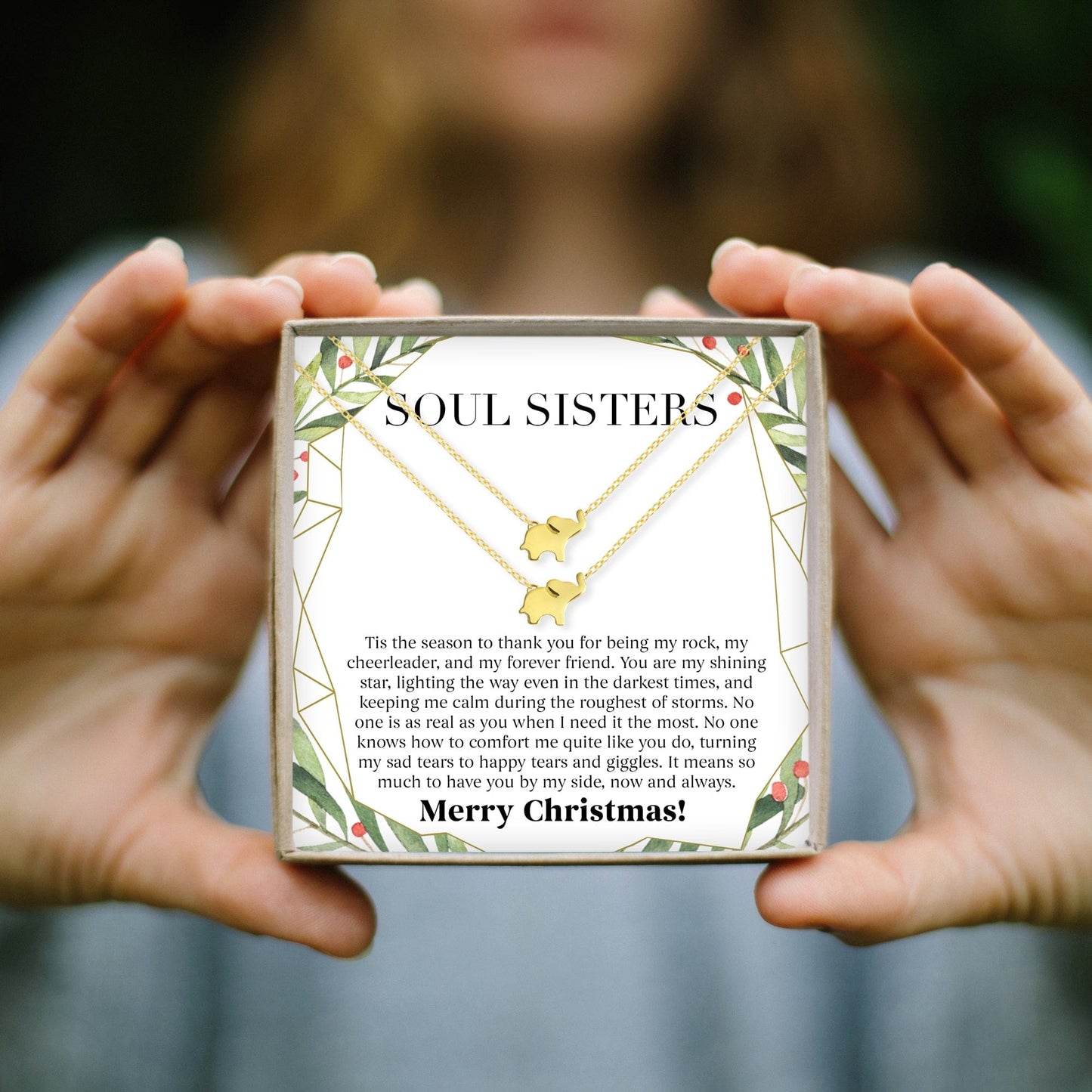 Soul Sisters Christmas Elephant Necklace Set