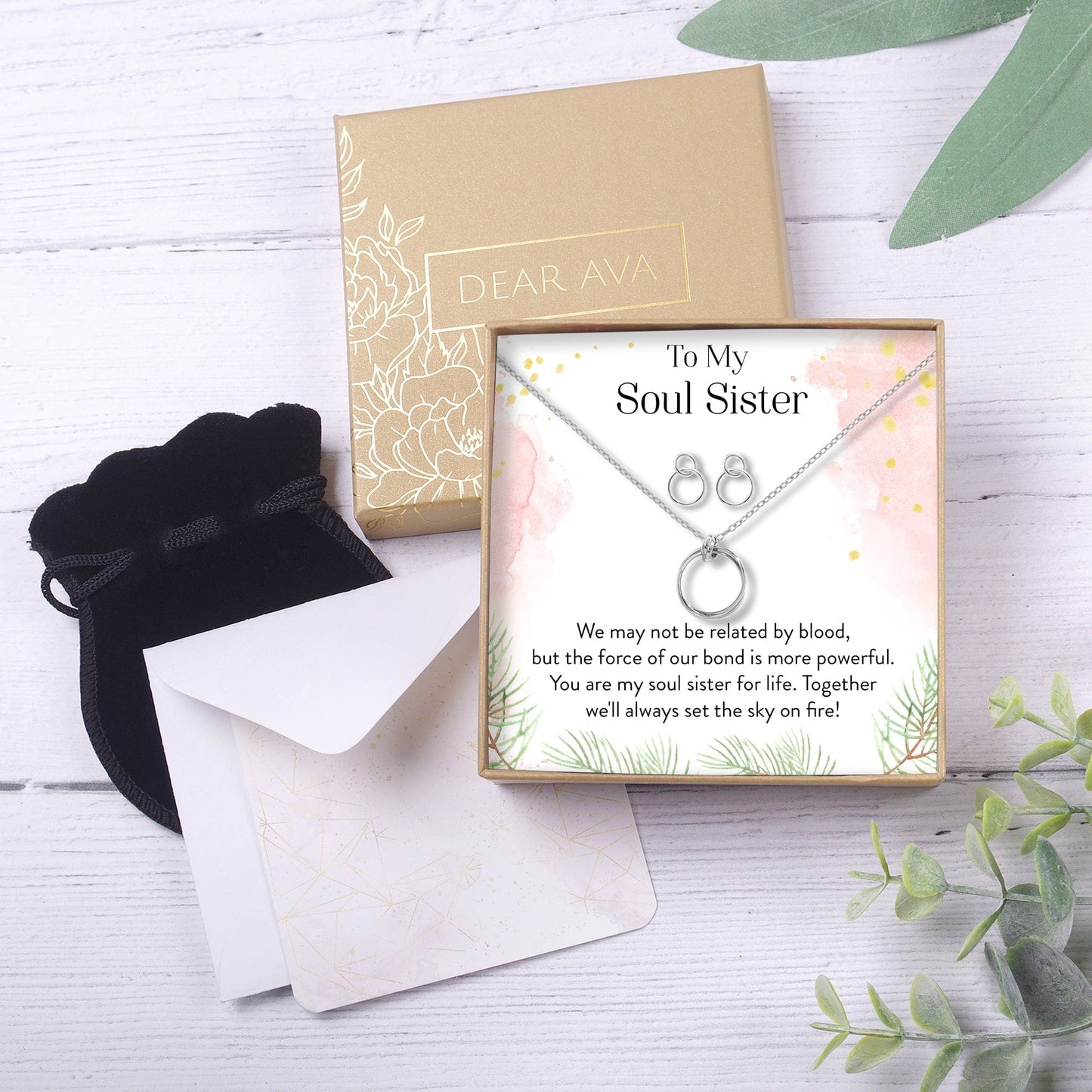 Soul Sisters Linked Circles Earring and Necklace Jewelry Set