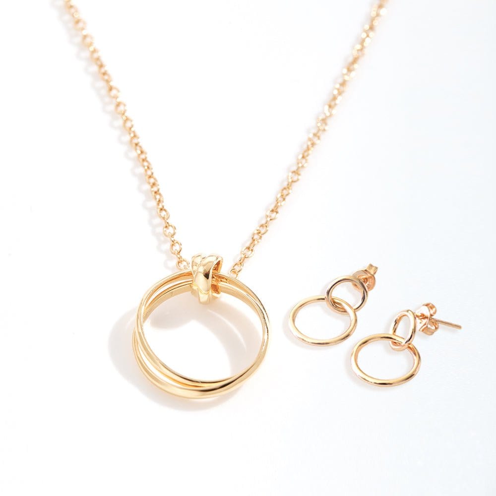Soul Sisters Linked Circles Earring and Necklace Jewelry Set