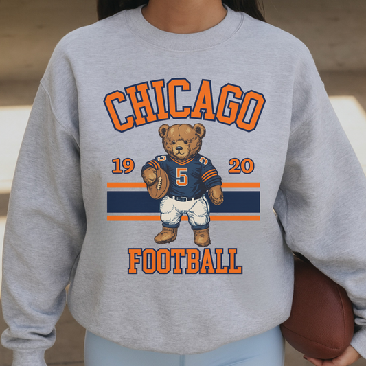 Chicago Football Teddy Bear Crewneck Sweatshirt