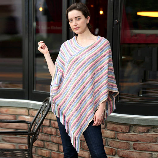 Striped Lurex Knitted Poncho