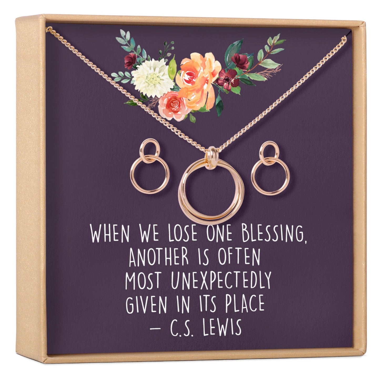 Sympathy Linked Circles Earring and Necklace Jewelry Set