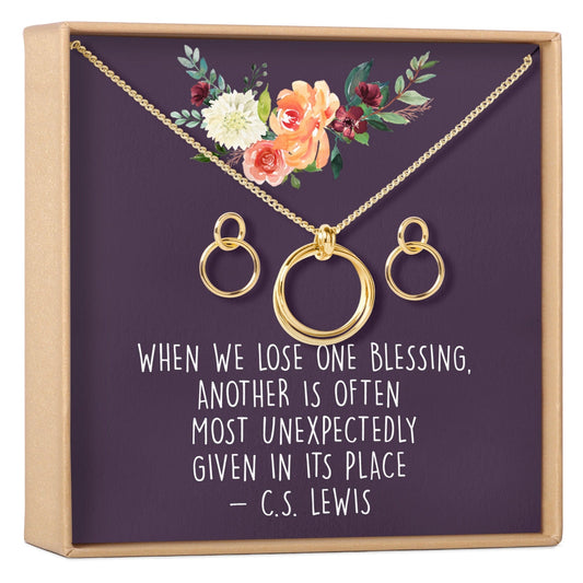 Sympathy Linked Circles Earring and Necklace Jewelry Set
