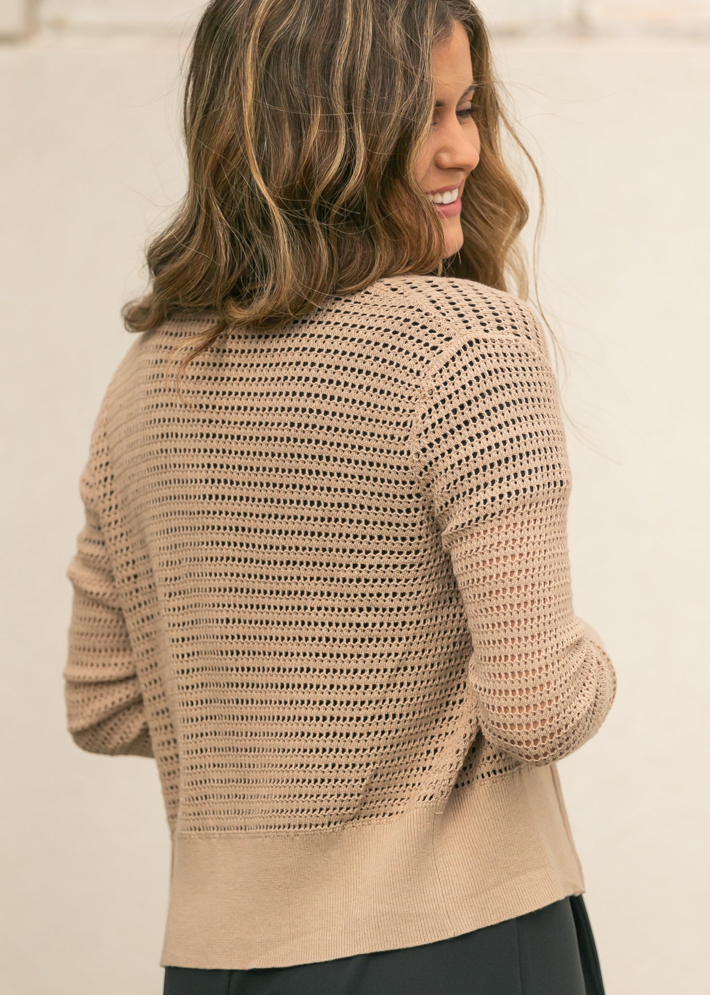 Tate Crochet Open Knit Cardigan Top
