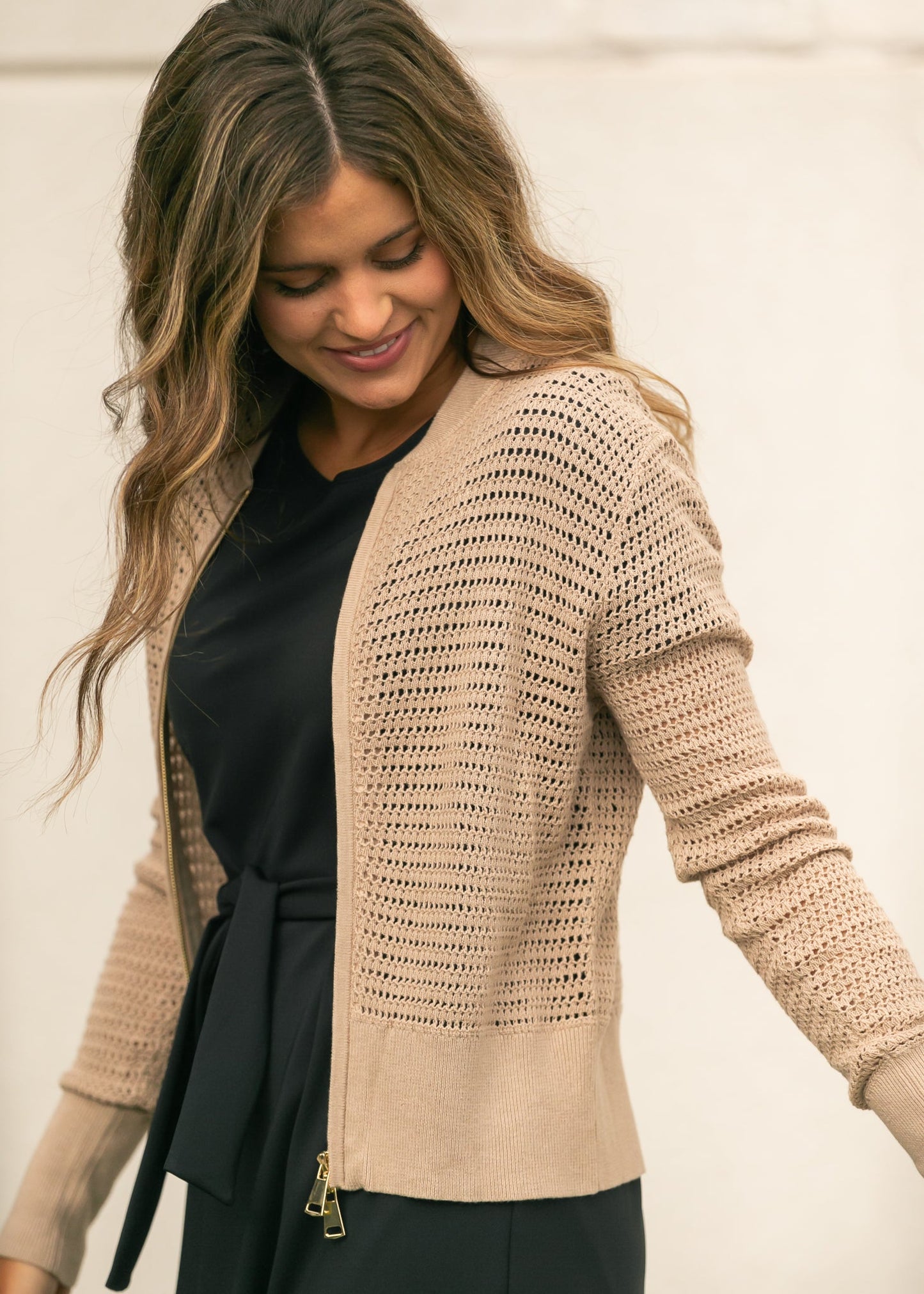 Tate Crochet Open Knit Cardigan Top